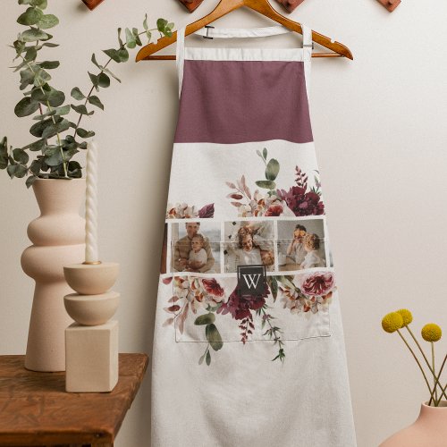 Trendy Collage Family Photo Colorful Flowers Gift Apron