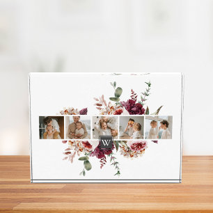 Trendy Collage Family Photo Colorful Flowers Gift Block