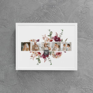 Trendy Collage Family Photo Colorful Flowers Gift Canvas Print