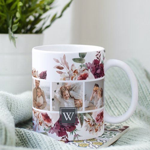 Trendy Collage Family Photo Colorful Flowers Gift Coffee Mug