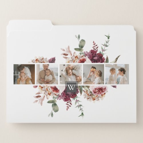 Trendy Collage Family Photo Colorful Flowers Gift File Folder