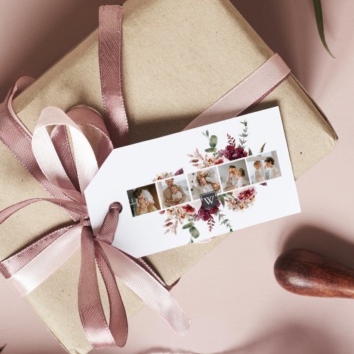 Trendy Collage Family Photo Colorful Flowers Gift Gift Tags