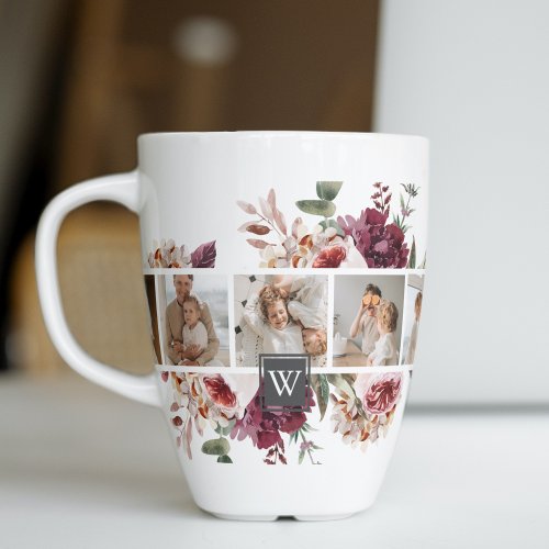 Trendy Collage Family Photo Colorful Flowers Gift Latte Mug