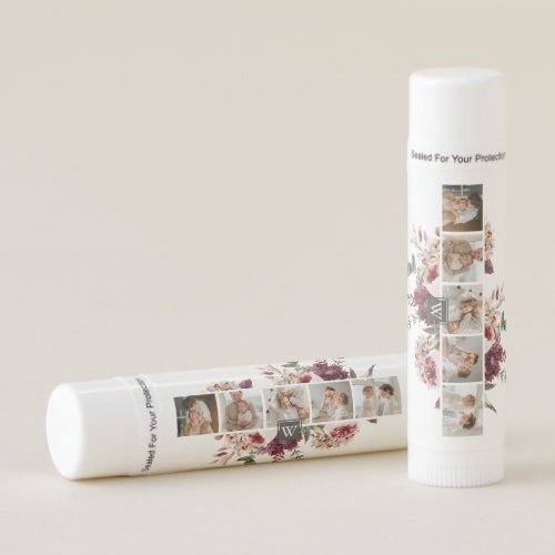 Trendy Collage Family Photo Colorful Flowers Gift Lip Balm