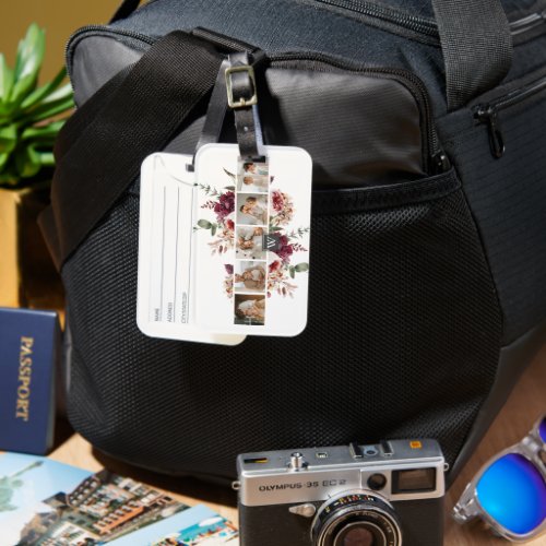 Trendy Collage Family Photo Colorful Flowers Gift Luggage Tag