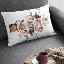 Trendy Collage Family Photo Colorful Flowers Gift Lumbar Pillow