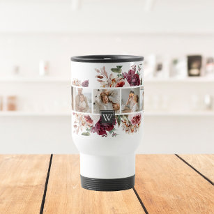 Trendy Collage Family Photo Colorful Flowers Gift Travel Mug