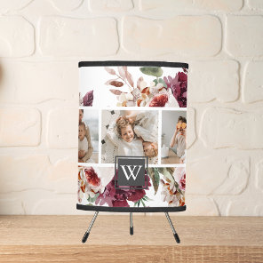 Trendy Collage Family Photo Colorful Flowers Gift Tripod Lamp