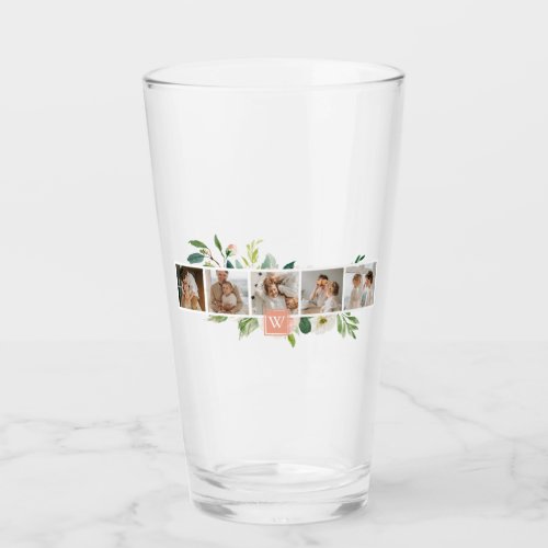 Trendy Collage Family Photo With Flowers Gift Glass