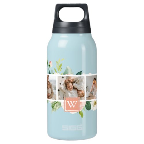 Trendy Collage Family Photo With Flowers Gift Insulated Water Bottle