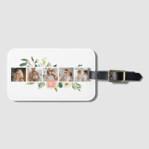 Trendy Collage Family Photo With Flowers Gift Luggage Tag