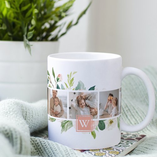 Trendy Collage Family Photo With Flowers Gift Mug