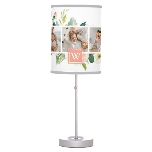 Trendy Collage Family Photo With Flowers Gift Table Lamp