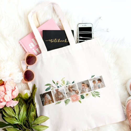 Trendy Collage Family Photo With Flowers Gift Tote Bag