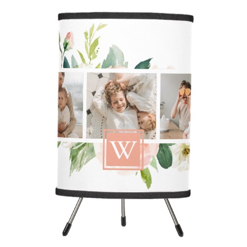 Trendy Collage Family Photo With Flowers Gift Tripod Lamp