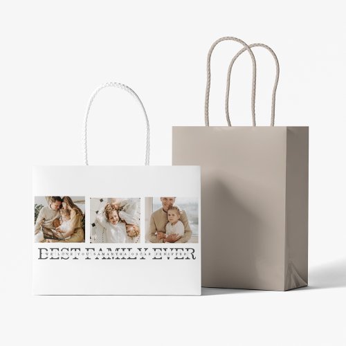 Trendy Collage Photo  Best Family Ever Best Gift Large Gift Bag