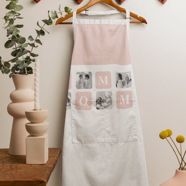 Trendy Collage Photo & Pastel Pink Best Mommy Gift Apron (Creator Uploaded)
