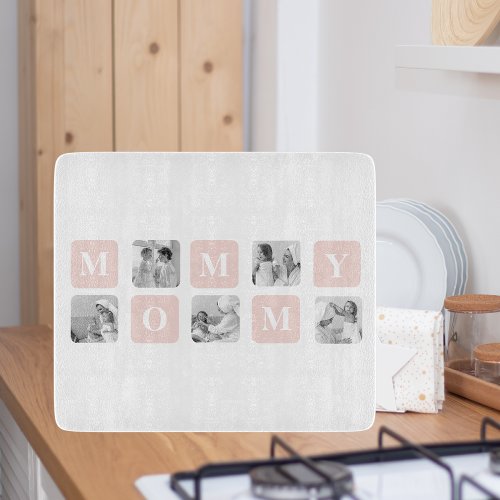 Trendy Collage Photo  Pastel Pink Best Mommy Gift Cutting Board