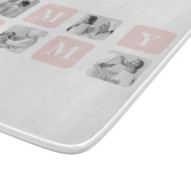 Trendy Collage Photo & Pastel Pink Best Mommy Gift Cutting Board