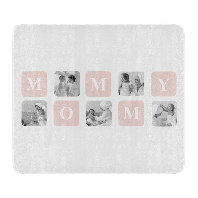 Trendy Collage Photo & Pastel Pink Best Mommy Gift Cutting Board