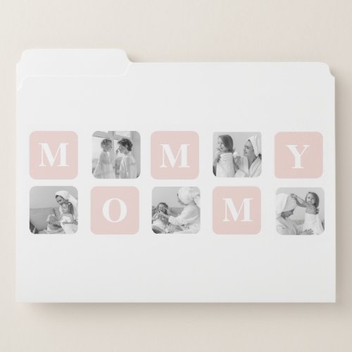 Trendy Collage Photo  Pastel Pink Best Mommy Gift File Folder