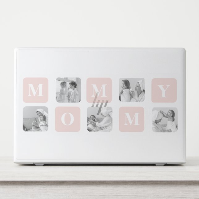 Trendy Collage Photo & Pastel Pink Best Mommy Gift HP Laptop Skin (Front)