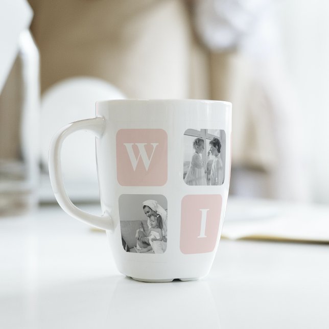 Trendy Collage Photo & Pastel Pink Best Mommy Gift Latte Mug (Creator Uploaded)