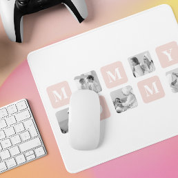 Trendy Collage Photo &amp; Pastel Pink Best Mommy Gift Mouse Pad