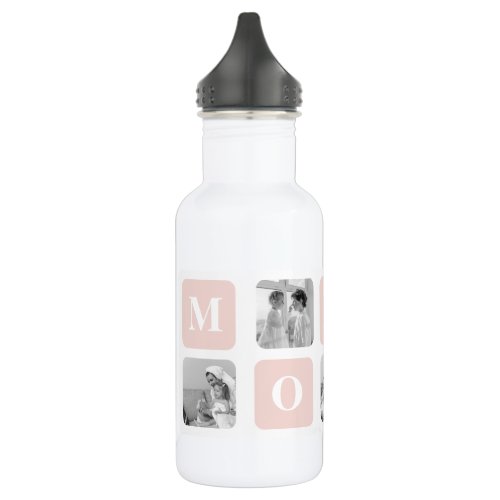 Trendy Collage Photo  Pastel Pink Best Mommy Gift Stainless Steel Water Bottle