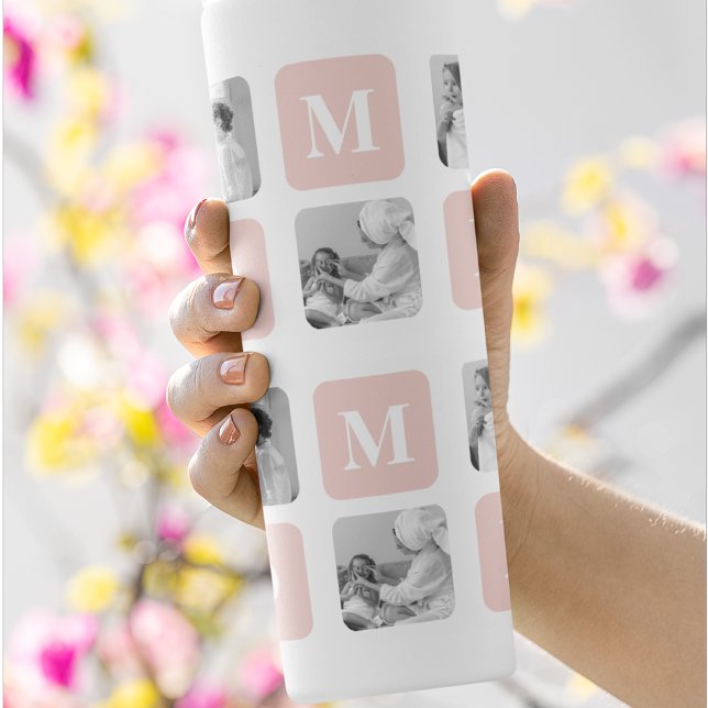 Trendy Collage Photo & Pastel Pink Best Mommy Gift Thermal Tumbler (Creator Uploaded)