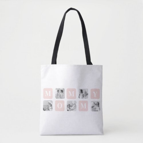 Trendy Collage Photo  Pastel Pink Best Mommy Gift Tote Bag