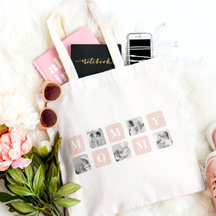 Trendy Collage Photo & Pastel Pink Best Mommy Gift Tote Bag