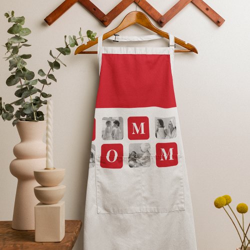 Trendy Collage Photo  Red Best Mommy Gift Apron