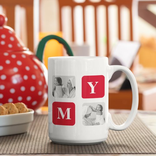 Trendy Collage Photo  Red Best Mommy Gift Coffee Mug