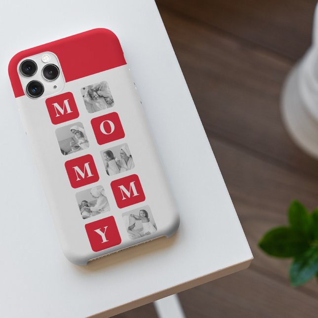 Trendy Collage Photo & Red Best Mommy Gift iPhone Case (Creator Uploaded)
