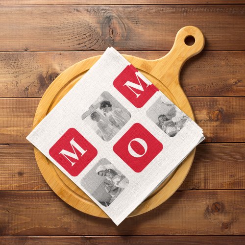 Trendy Collage Photo  Red Best Mommy Gift Kitchen Towel