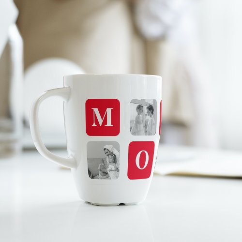 Trendy Collage Photo  Red Best Mommy Gift Latte Mug