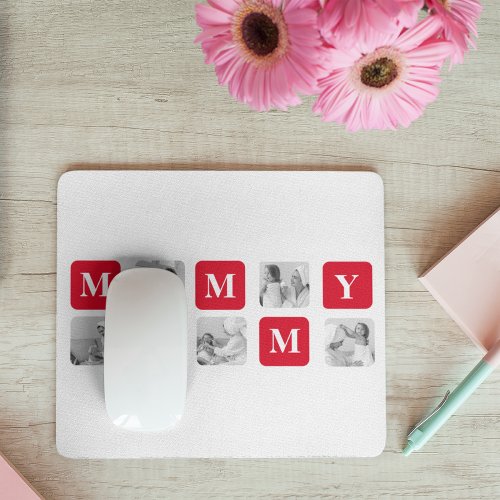 Trendy Collage Photo  Red Best Mommy Gift Mouse Pad