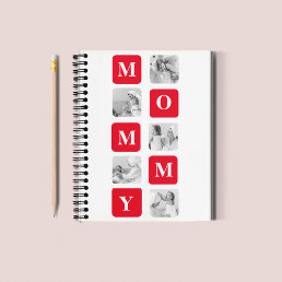 Trendy Collage Photo &amp; Red Best Mommy Gift Notebook