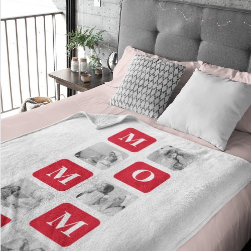 Trendy Collage Photo  Red Best Mommy Gift Sherpa Blanket