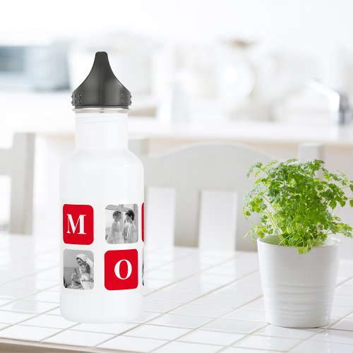 Trendy Collage Photo  Red Best Mommy Gift Stainless Steel Water Bottle