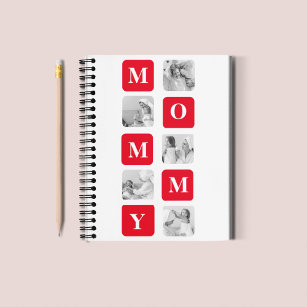 Trendy Collage Photo & Red Best Mummy Gift Notebook