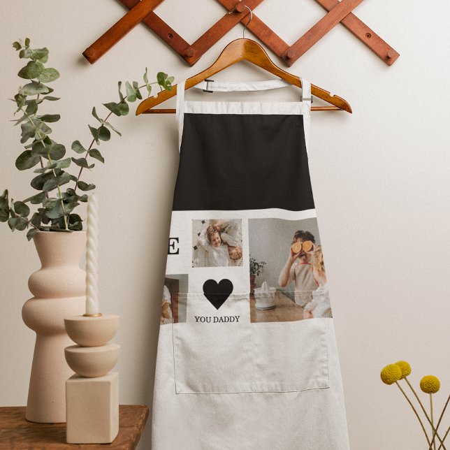 Trendy Collage Photo & We Love You Daddy Gift Apron (Creator Uploaded)