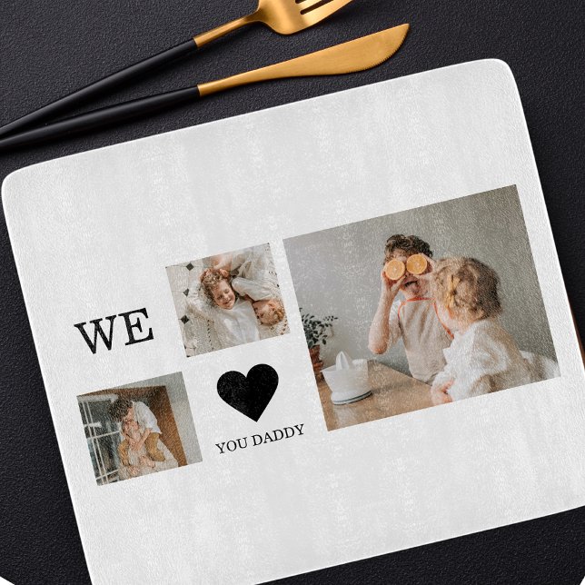 Trendy Collage Photo & We Love You Daddy Gift Cutting Board (Creator Uploaded)