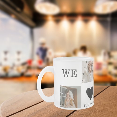 Trendy Collage Photo  We Love You Daddy Gift Frosted Glass Coffee Mug