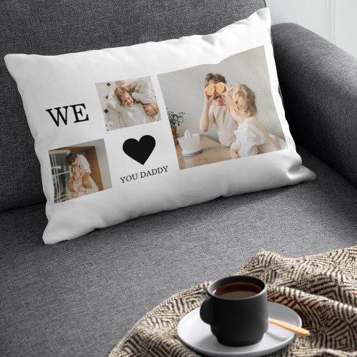 Trendy Collage Photo  We Love You Daddy Gift Lumbar Pillow