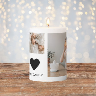 Trendy Collage Photo & We Love You Daddy Gift Pillar Candle