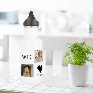 Trendy Collage Photo & We Love You Daddy Gift Stainless Steel Water Bottle