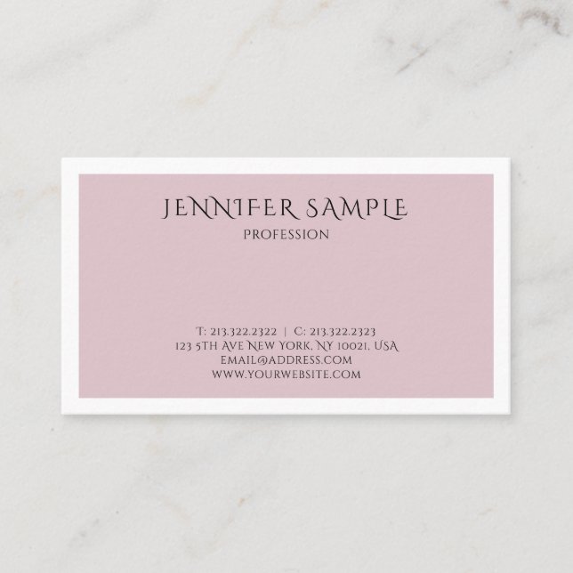 Trendy Color Modern Sophisticated Clean Plain Business Card (Front)