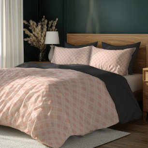 Trendy Color Pastel Coral Plaid Checkered Tartan Duvet Cover